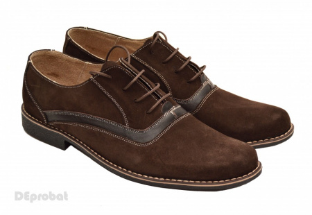 Pantofi barbati piele naturala velur maro casual-eleganti cu siret cod P17