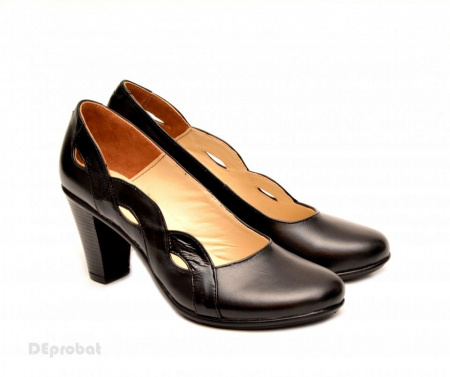 Pantofi dama eleganti negri din piele naturala cod P134
