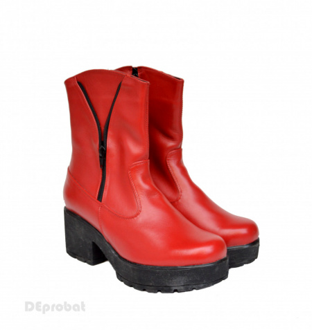 Bocanci dama rosii din piele naturala cod LSG315 - LICHIDARE STOC 39