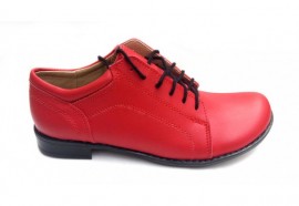 Pantofi dama piele naturala rosii cu siret cod P92R