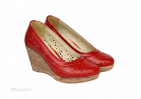 Pantofi rosii dama din piele naturala cod P360