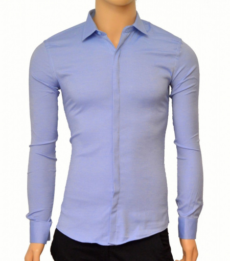 Camasa Slim Fit Albastra eleganta - Camasa albastra marime mare ZR80 (Marimi XL-5XL)