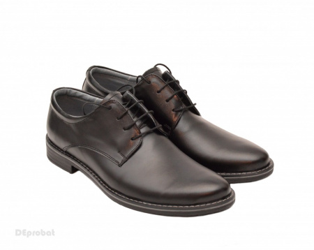 Pantofi barbati piele naturala negri casual-eleganti cu siret cod P69N