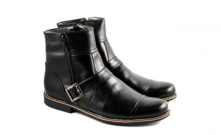 Ghete barbati piele naturala Negre casual-elegante cu fermoar cod G35N