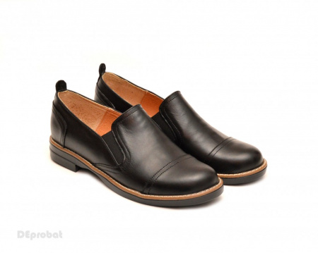 Pantofi dama negri casual-eleganti din piele naturala cu elastic cod P104