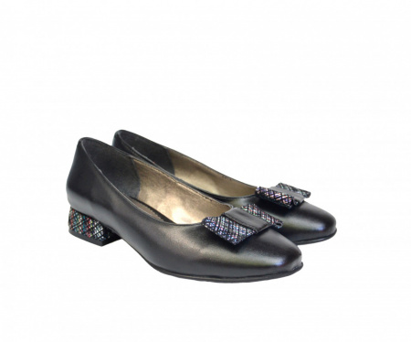 Pantofi negri dama eleganti din piele naturala cod P393