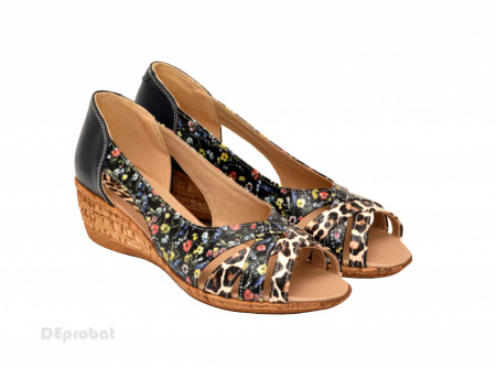 Sandale dama multicolore cu platforma din piele naturala cod S61