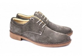 Pantofi barbati piele naturala velur gri casual-eleganti cu siret cod P25G