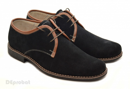 Pantofi barbati piele naturala velur negri casual-eleganti cu siret cod P24