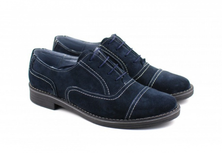 Pantofi bleumarin barbati piele naturala velur casual-office - cod P84