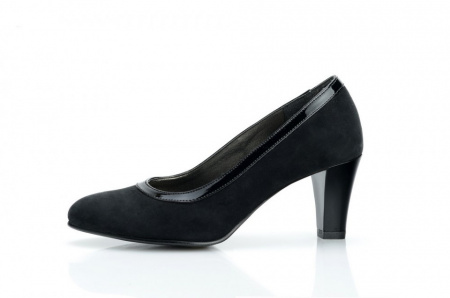 Pantofi dama eleganti din piele naturala negri velur cod P307