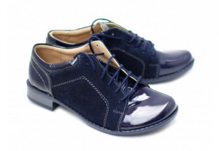Pantofi dama piele naturala bleumarin cu siret cod P94BL