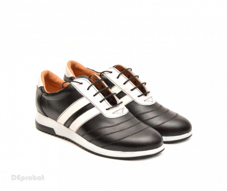 Pantofi sport dama piele naturala negru cu alb cod P78 - Made in Romania