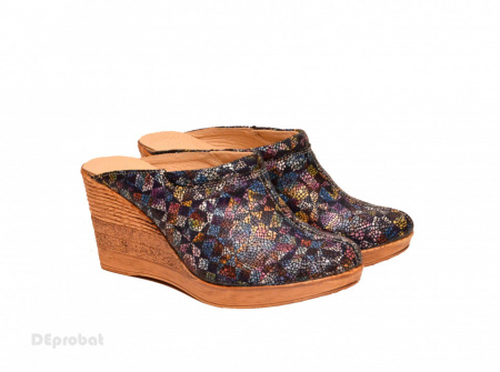 Saboti dama piele naturala Multicolori lucrati manual cod SB27