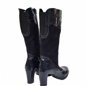 Cizme dama negre din piele naturala cu toc cod LSG331 - LICHIDARE STOC