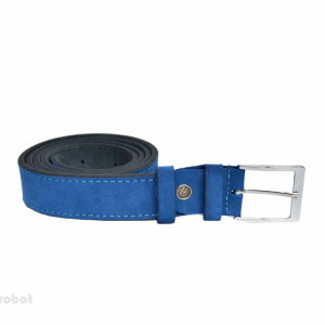 Curea piele naturala intoarsa albastra (latime 3,3 cm) - Made in Romania C138