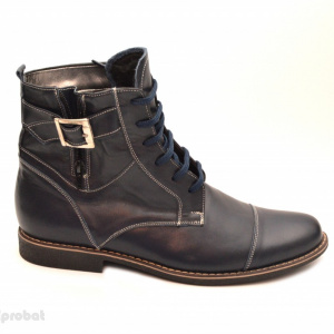 Ghete barbati piele naturala Bleumarin casual-elegante cu siret cod G23