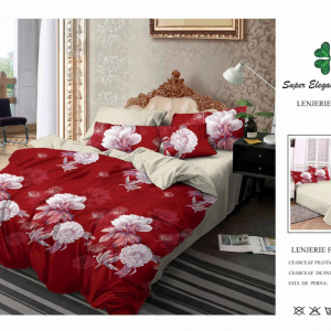 Lenjerie de pat din bumbac satinat Finet - Produs romanesc, calitate inalta - cod LJ697