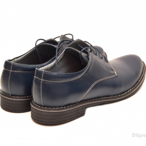 Pantofi barbati piele naturala bleumarin casual-eleganti cu siret cod P69BL