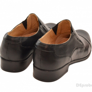Pantofi barbati piele naturala negri casual-eleganti cu elastic cod P16EL