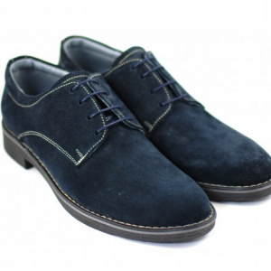 Pantofi barbati piele naturala velur bleumarin casual-eleganti cu siret cod P25BL