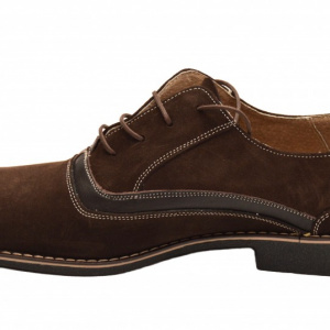 Pantofi barbati piele naturala velur maro casual-eleganti cu siret cod P17