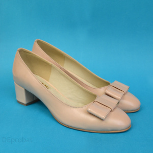 Pantofi bej dama casual-eleganti din piele naturala cod P365
