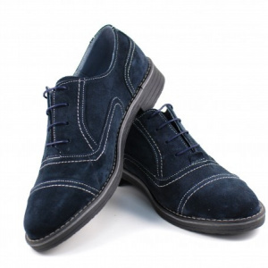 Pantofi bleumarin barbati piele naturala velur casual-office - cod P84