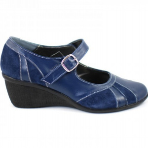 Pantofi dama bleumarin din piele naturala cu platforma cod P40BLM - Made in Romania