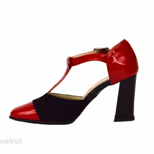 Pantofi dama cu toc aplicat din piele naturala cod P349