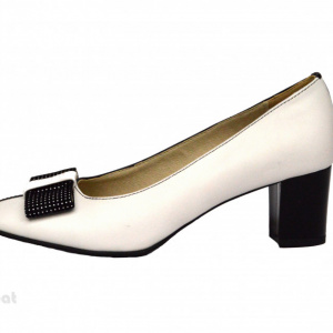 Pantofi dama cu toc aplicat din piele naturala cod P358