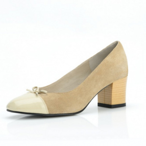 Pantofi dama eleganti din piele naturala bej velur cod P308
