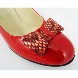 Pantofi dama eleganti din piele naturala rosii lacuiti cod P324