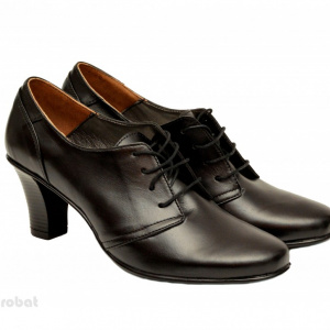 Pantofi dama eleganti negri din piele naturala cu toc 7 cm cod P136