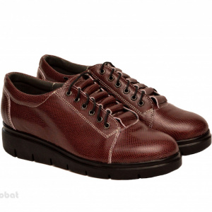 Pantofi dama grena cu siret din piele naturala cod P183GR