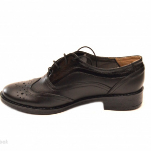 Pantofi dama negri casual-eleganti din piele naturala Oxford Black cod P71N