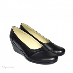Pantofi dama negri cu talpa ortopedica din piele naturala cod P613