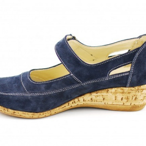 Pantofi dama piele naturala bleumarin velur cu platforma cod P87BLVEL - Made in Romania