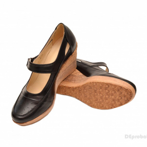 Pantofi dama piele naturala negri cu platforma cod P74N - Made in Romania
