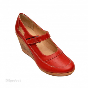 Pantofi dama piele naturala rosii cu platforma cod P74R - Made in Romania