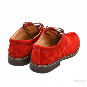 Pantofi rosii barbati piele naturala velur casual-office - cod P73