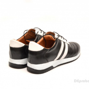 Pantofi sport dama piele naturala negru cu alb cod P78 - Made in Romania