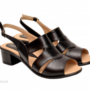 Sandale negre dama din piele naturala toc 5 cm cod S51BOX