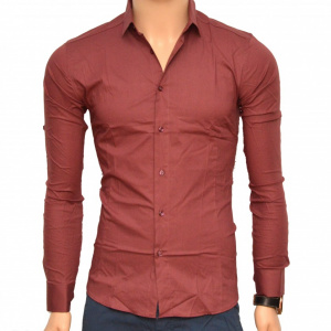 Camasa Slim Fit grena prafuit casual-eleganta - Camasa grena barbati ZR54