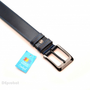Curea piele naturala Bleumarin (latime 3,7 cm) - Made in Romania C64