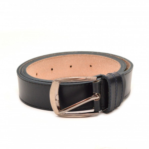Curea piele naturala eleganta bleumarin cu cusatura (latime 3,7 cm) - Curea bleumarin piele C42BL
