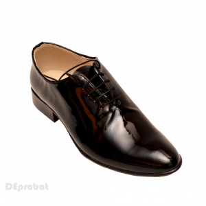 Pantofi barbatesti negri lacuiti din piele naturala casual-eleganti cod P65NL - Editie de LUX