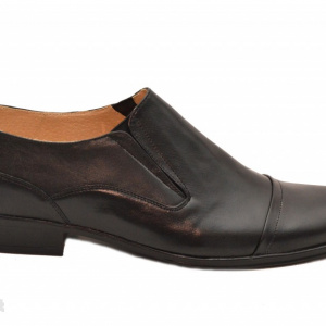 Pantofi barbati piele naturala negri casual-eleganti cu elastic cod P16EL