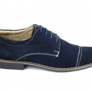 Pantofi barbati piele naturala velur bleumarin casual-eleganti cu siret cod P88BL