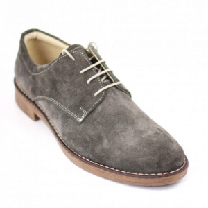 Pantofi barbati piele naturala velur gri casual-eleganti cu siret cod P25G